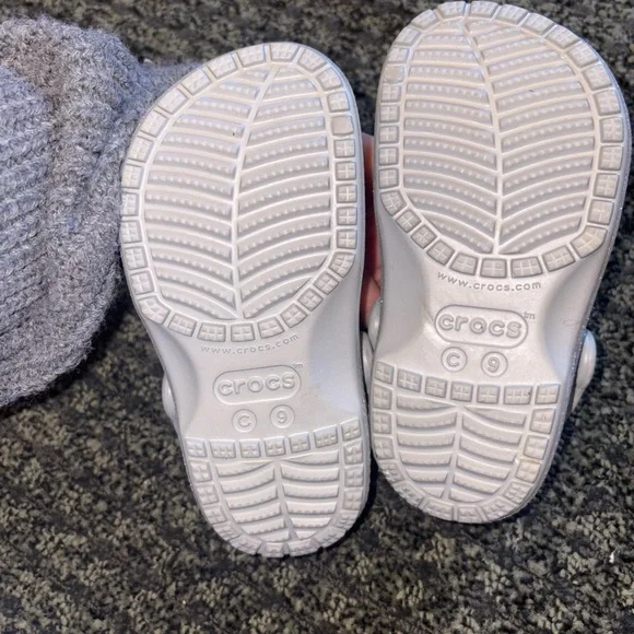 Crocs Kids Classic Glitter Clog Size C9 Silver Sparkle Slip On Water Shoes Cute - Picture 2 of 5